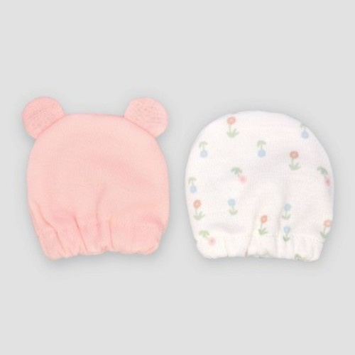 Carter's Just One You® 2pk Baby Girls' Bear Mittens - Pink: Elastic Cuffs, Knit, 0-3 Months