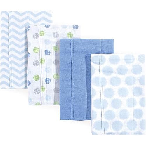 Luvable Friends Unisex Baby Cotton Flannel Burp Cloths, Blue, One Size