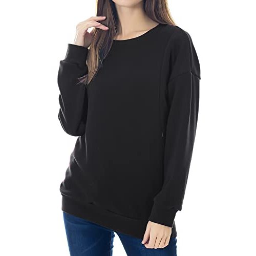 Smallshow Fleece Maternity Nursing Sweatshirt Long Sleeve Breastfeeding Tops