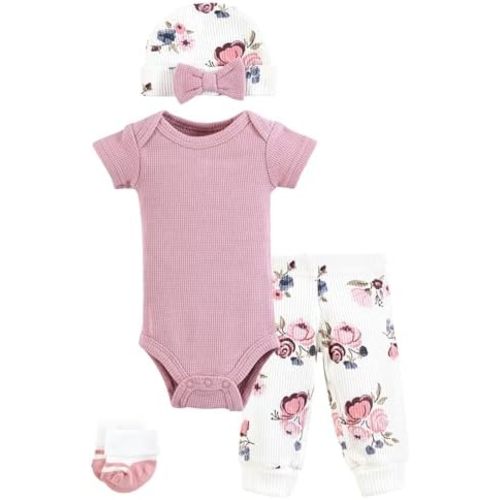 Hudson Baby Unisex Thermal Preemie Layette Set 4pc Short Sleeve Outfit