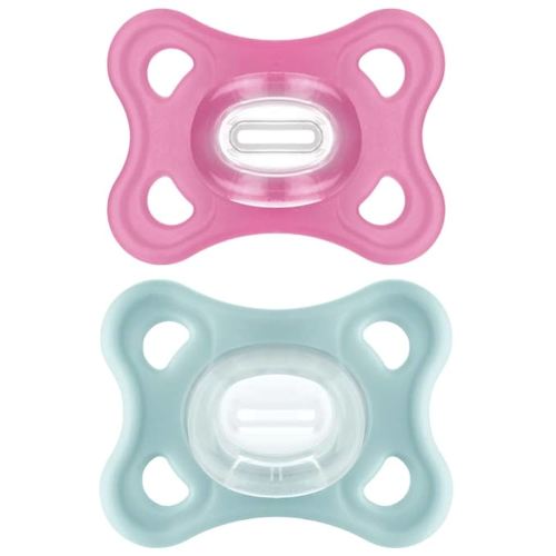 MAM Comfort Baby Pacifiers, Lightweight One-Piece Full Silicone Binky for Newborns 3-12 Months, BPA-Free, Easy to Clean Pacifier, Best for Breastfed Babies, with Sterilizer Case, 2 Count Binkies