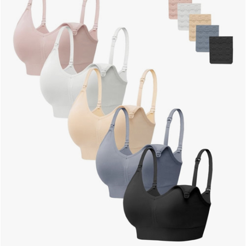 HBselect Women Maternity Bras 5 Pack Nursing Bras for Breastfeeding Seamless Pregnancy Sleep Bralette with Extra Extenders