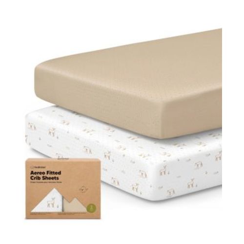 2pk Aereo Fitted Crib Sheets for Boys, Girls, 52x28 Standard Baby Crib Mattress Sheets, Bamboo Viscose Cotton