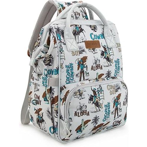 Montana West Wrangler Callie Diaper Bag Backpack with Stroller Straps Western Pattern Multifunction Baby Travel Bag WG2204-91102BG