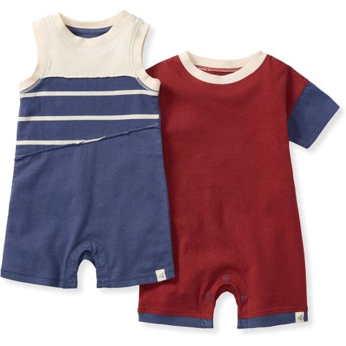 Burt's Bees Baby Baby Boys' Short Sleeve Rompers, 100% Organic Cotton One-piece Coverall and Layette Set