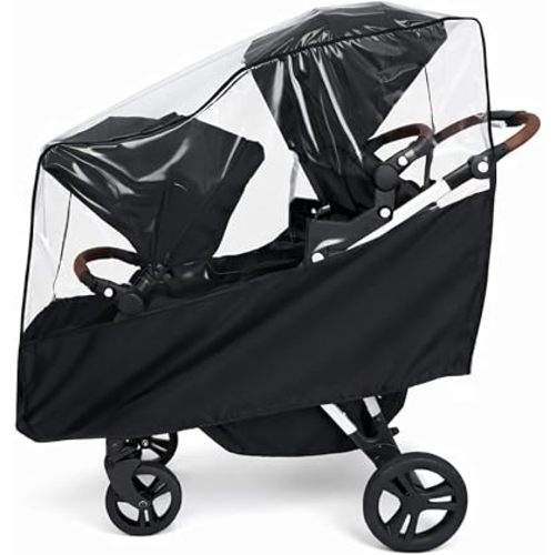 Rain Cover for Mockingbird Single-to-Double 2.0 Stroller w/Second Seat by SASHA'S - Ventilation Holes, Weather Shield, Wind Cover (Stroller not Included)