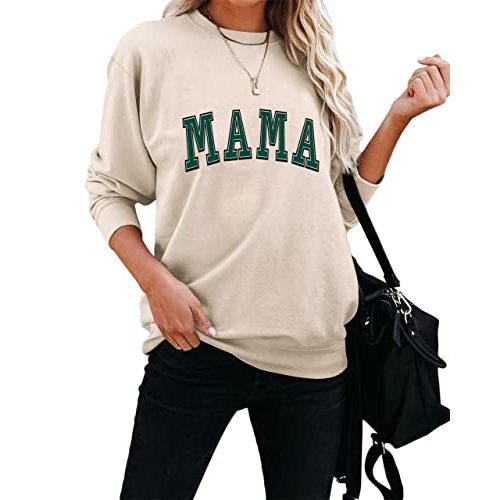 Dressmine Womens Mama Sweatshirt Casual Long Sleeve Crew Neck Pullover Shirts Spring Outfits 2025 New Clothes