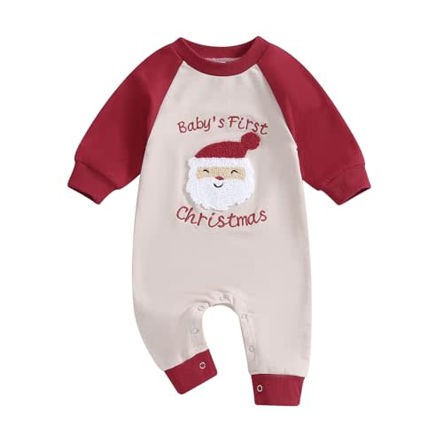FYBITBO Infant Baby Boy Girl Clothing Santa Long Sleeve Jumpsuit Romper Newborn First Christmas Outfit One Piece Clothes