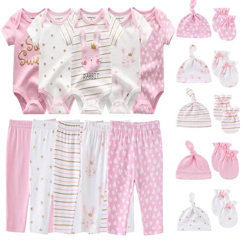 Kiddiezoom Unisex Baby Layette Essentials Giftset Clothing Set 19-Piece For Newborn Baby