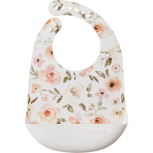 Stadela Baby Silicone Feeding Bib, Waterproof Adjustable, Unisex for Baby Boy or Girl - Rosie