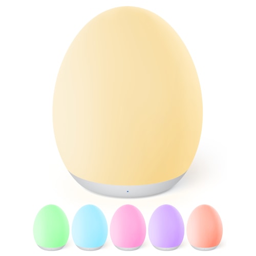 VAVA LED Night Light for Kids, Nursery Baby Night Lights with Touch Sensor, Dimmable Light & 8 RGB Color Changing, White