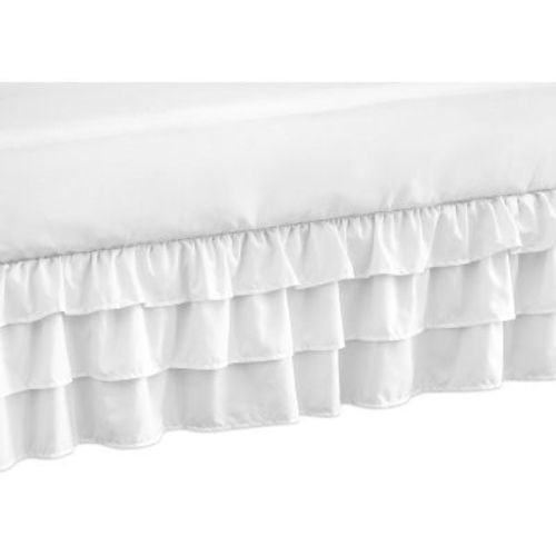Sweet Jojo Designs Boy, Girl, Gender Neutral 3 Tiered Ruffle Crib Bed Skirt Harper White
