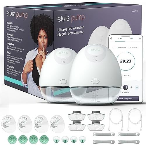 Elvie - Double, Wearable Breast Pump w/App - The Smallest & Quietest - Portable - Hands Free & Discreet - Automated w/Four Personalized Settings - Includes 3 Sets of Breast Shields