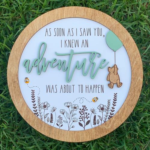10" Winnie the Pooh Inspired Nursery Sign (6 color choices) // Disney Pregnancy Announcement // Nursery Round // Disney Wall Decor