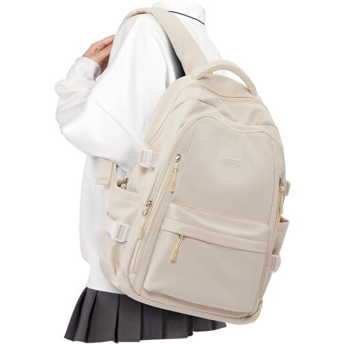 Lightweight Backpack for Women, Large Laptop Travel Backpack Casual Daypack College Bag Rucksack for Men. Beige