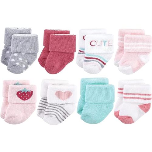 Hudson Baby Baby Girls' Cotton Rich Newborn and Terry Socks