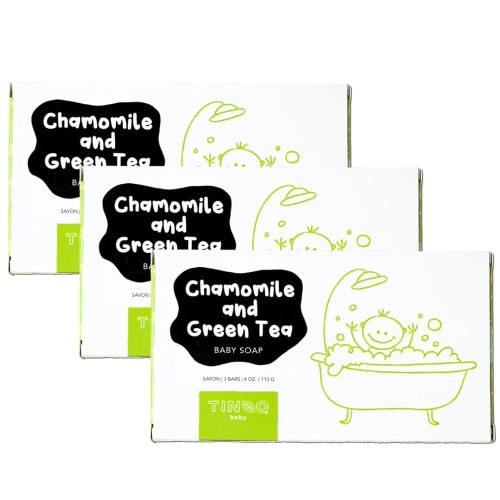 Hypoallergenic Organic Baby Soap Bar - Chamomile & Green Tea Oil - Gentle Cleansing Body Wash for Sensitive Skin | Babies, Toddlers, and Kids | 9 Bars