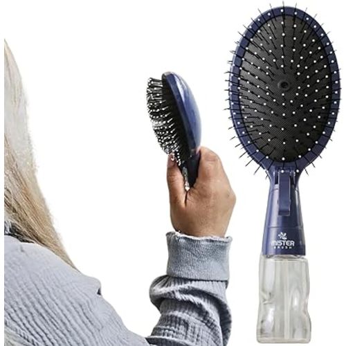 Navy All in One Brush + Mister - 2 in 1 - Detangling Brush - No More Hair Hassle