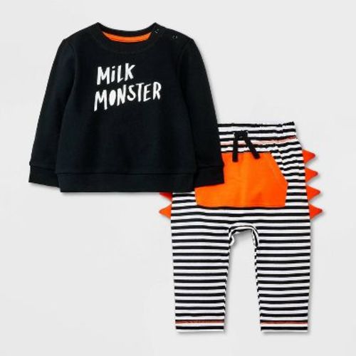 Baby Halloween Milk Monster Top & Pants Set - Cat & Jack™ Black 12m
