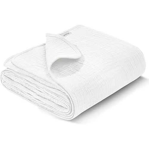 Muslin Swaddle Blankets, Swaddle Blanket for Baby Girls and Boys, Baby Receiving Blankets, Baby Essentials, Suitable for Neutral Newborns and Crib Essentials, Large 40 x 36 inches (White)