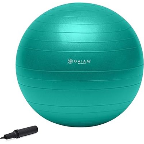 Gaiam Total Body Exercise Balance Stability Yoga Ball, Anti-Burst with Air Pump for Home, Office Chair, and Fitness - Various Sizes
