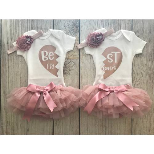 Twin Girl Outfits - Rose Gold - Twin Girl Best Friends - Matching Twin Girl Outfits
