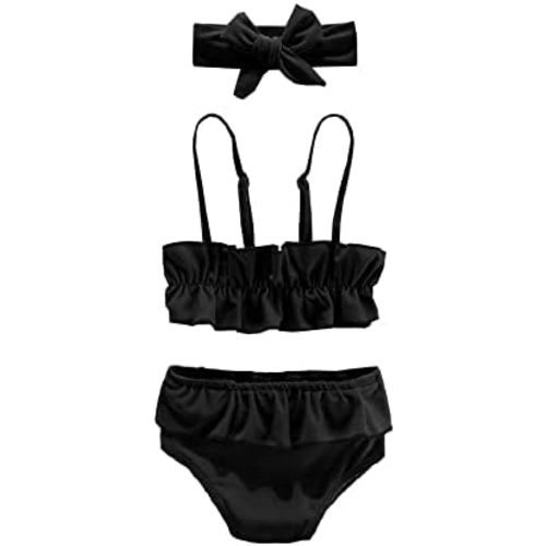Amberetech Baby Girls 2pcs Tankini Swimming Suit Solid Color Bikini Bathing Suit