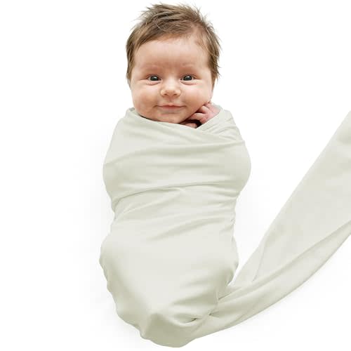Caden Lane Baby Swaddle & Receiving Blanket, Soft, Breathable & Temperature-Regulating Bamboo Viscose Fabric for Swaddling Newborns, Gender Neutral Infant Blanket for Boys & Girls, Oat Beige