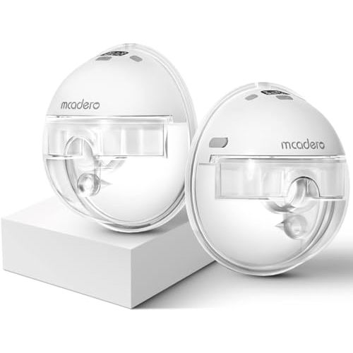 Mcadero M1 Upgrade Wearable Breast Pump with 4 Modes & 12 Levels,Breastfeeding Pump with LED Display,Ultra Quiet & Lightweight,2 Pack White