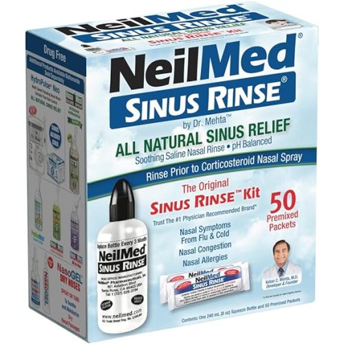 NeilMed Sinus Rinse - A Complete Sinus Nasal Rinse Kit, 50 count (Pack of 1)
