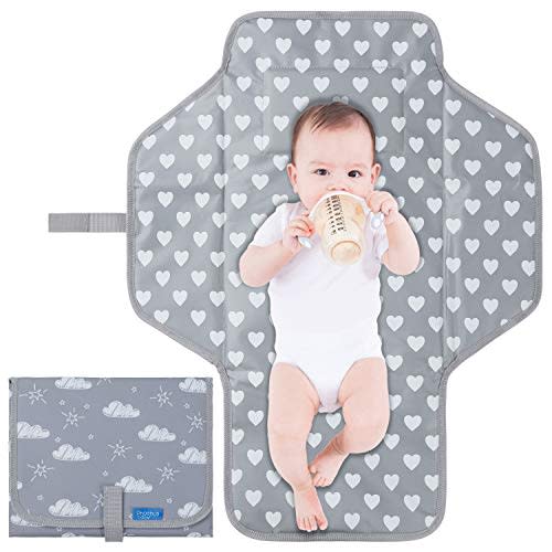 Baby Portable Changing Pad Travel - Waterproof Compact Diaper Changing Mat with Built-in Pillow - Lightweight & Foldable Changing Station for Newborn by Phoebus Baby