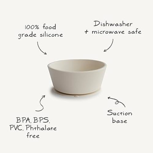 mushie Silicone Suction Bowl | BPA-Free Non-Slip Design (Ivory)