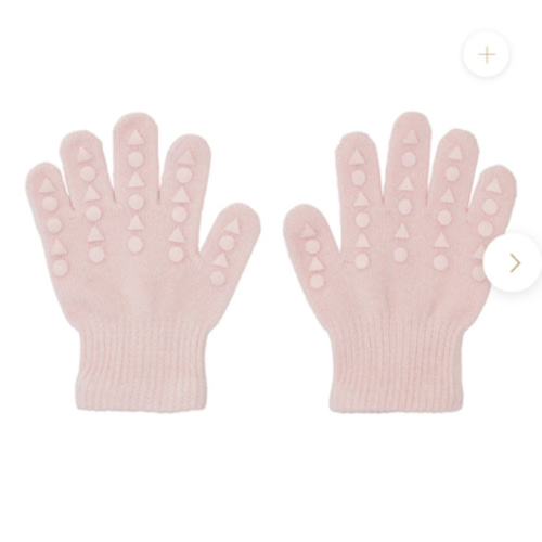 Non-Slip Grip Gloves for Babies and Toddlers - organic cotton- Soft Pink