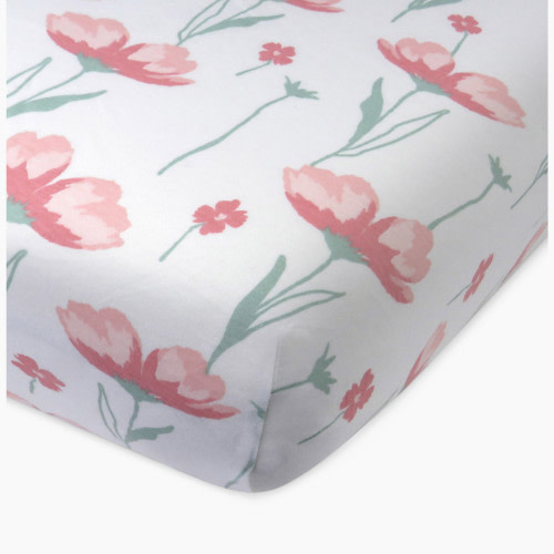 Honest Baby Clothing Organic Cotton Fitted Crib Sheet - Strawberry Pink Floral
