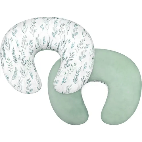 DILIMI Nursing Pillow Cover, Soft Stretchy Nursing Cover for Breastfeeding Pillow, 1 Pack Reversible Removable Slipcover for Baby Boy and Girls, Green Leaf