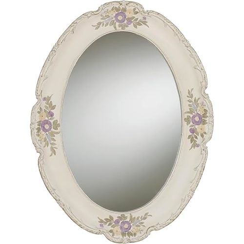 Touch of Class Enclaire Charming Floral Oval Wall Mirror Ivory