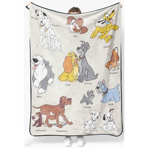 Jay Franco Kids Plush Throw Blanket – Soft & Cozy Fleece Throw for Bedroom & Couch Décor, Official Licensed Product, Beige - Disney Dogs, 46x60 - Throw Blanket