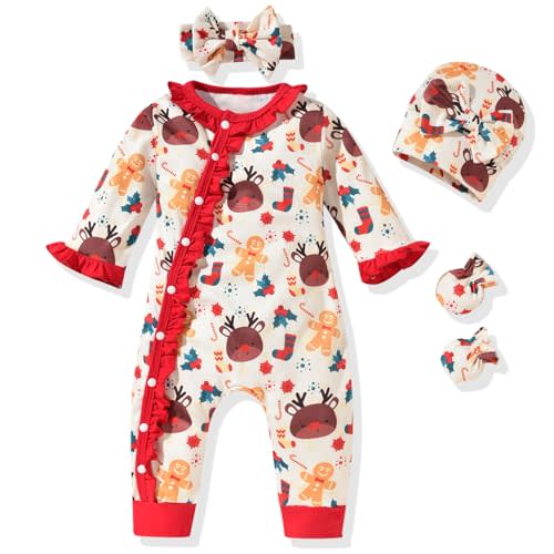 Aalizzwell Baby Girls Romper Outfit Fall Winter Clothes with Accessories