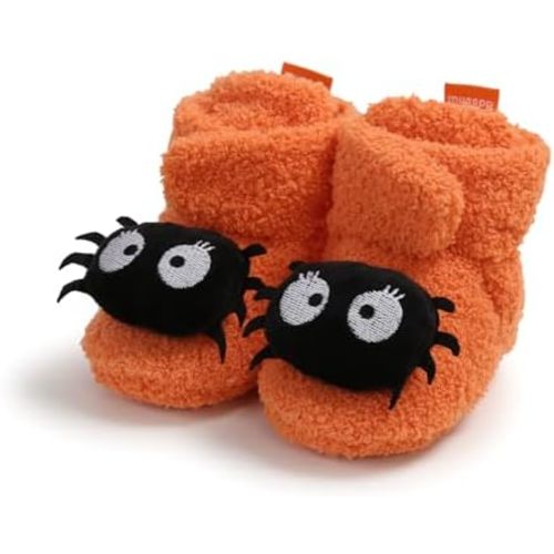 E-FAK Newborn Baby Cozy Fleece Booties with Grippers Winter Slippers Socks Soft Sole Stay On Infant First Walker Crib Shoes