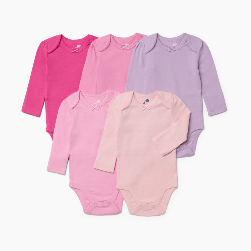 Small Story Long Sleeve Bodysuit (5 Pack) - Pink Range, Nb