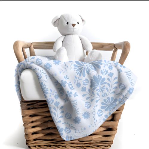Mexican Talavera Baby Blanket, Boy Girl Custom Floral Swaddle, Personalized Soft Plush, Neutral Baby Shower Gift, Spanish Nursery, Newborn