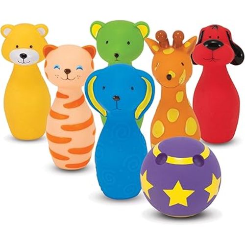 Melissa & Doug K's Kids Bowling Friends Play Set and Game With 6 Pins and Convenient Carrying Case