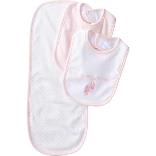 Little Me Baby Girls' 3 Piece Bib and Burp Set, Ballerina, Pink/Multi, One Size
