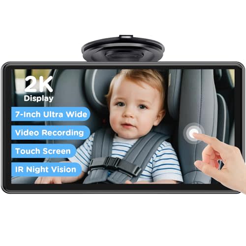 7" Touchscreen Baby Car Mirror, Baby Car Camera HD 1440P, View Infant in Rear Facing Seat with 150°Wide Angle, Night Vision, Easy Setup