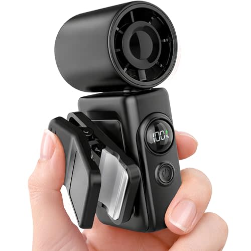 Hotsales Clip-On Portable Fan, 13500 RPM High-Speed Rechargeable Handheld Mini Fan, LED Display, 360° Rotating Detachable Clip, Stroller Fan for Baby, Travel Essentials, Summer Gifts for Women and Men