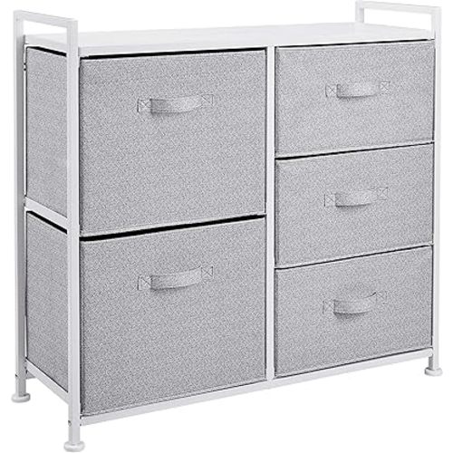 Amazon Basics Closet Organizer Drawers with 5-Fabric Storage Units, White