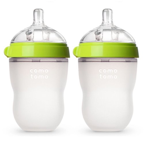 Comotomo Baby Bottle - 8oz, Green, 2 Pack