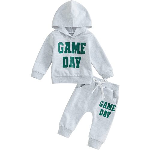 2Pcs Baby Boys Hoodie Tops Pants Set Dinosaur Deer Print Sweatsuit Fall Winter Outfits - 18-24 Months - D4 Game Day