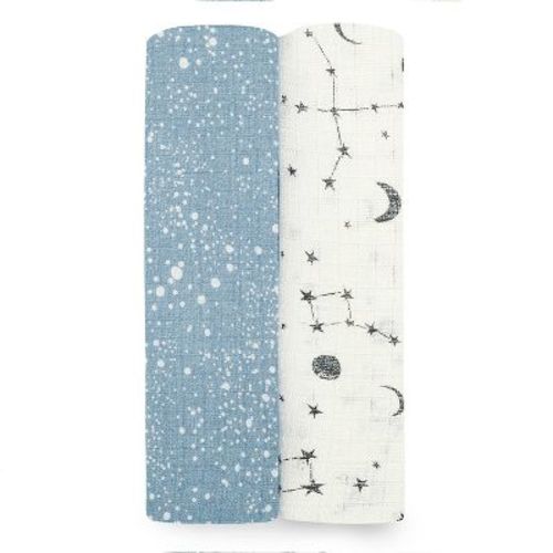 Aden + Anais Essentials Silky Soft Swaddle Blanket - Cosmic Galaxy - 2pk