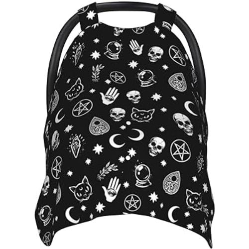 Goth Car Seat Cover for Baby in Winter Summer, Nursing Cover for Mom, Gothic Stuff for Baby Boys Girls